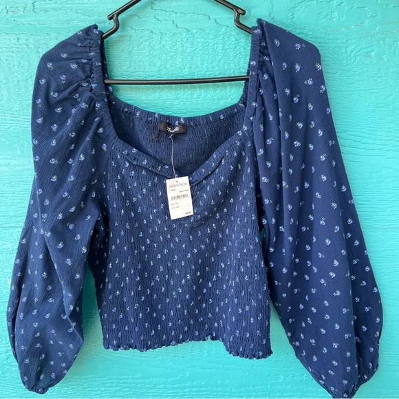 MADEWELL MILKMAID SMOCKED BALLOON SLEEVE TOP SIZE XXL COTTAGECORE NWT - Picture 5 of 10